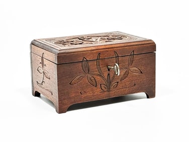 Antique Swiss Jewelry Music Box With Key