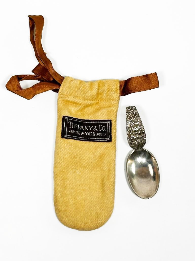 Steiff Sterling Silver Baby Spoon: Includes Tiffany & Co. felt sleeve. Condition: Excellent. Dimensions: Approx. 3 in. L x 1 in. W. Weight; Approx. 24 g. FLAT RATE SHIPPING: $15 Domestic US $25 International $