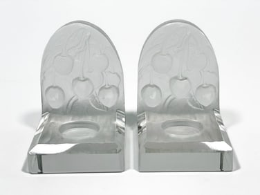 Pair Joseph Inwald for Barolac Satin Art Glass Cherries Votive Candle Holders