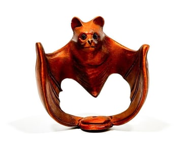 Maker Unknown Hand Carved Boxwood Bat Netsuke