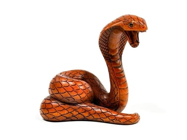 Maker Unknown Hand Carved Boxwood Snake Netsuke