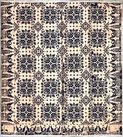 Antique Benton New York 1833 Jacquard Woven Wool Coverlet