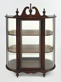 Ferguson Bros Federal Curved Glass Mahogany Wall Hanging Curio Cabinet