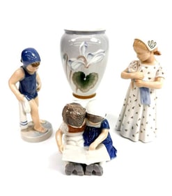 Lot of 4 Danish Porcelain Figures, Bing & Grondahl and Royal Copenhagen