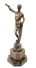 After Marius-Jean-Antonin Mercié Metal and Marble Sculpture