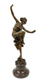 Claire Jeanne Roberte Colinet (1880/85-1948/50) Bronze and Marble Sculpture, Dancer