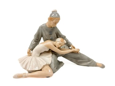 Vintage KPM Conte Porcelain Sculpture Ballerina and Clown