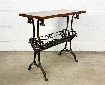 Lane Spanish Revival Wood and Wrought Iron Book Stand Side Table