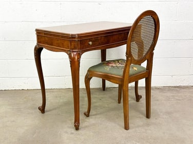 Sligh French Style Vanity Desk w/ Needlepoint Chair