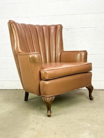 Vintage Faux Leather Tan Wingback Armchair