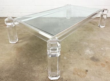 Midcentury Lucite Coffee Table w/ Glass Top
