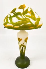 Cameo Glass Mushroom Table Lamp after Emile Galle