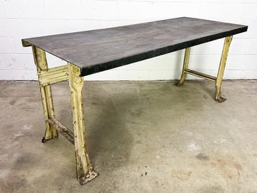 Vintage Equipto Industrial Workbench with White Painted Base