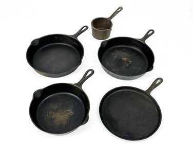 5 pc Cast Iron Griswold and Lodge Skillets