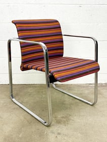 Herman Miller Alexander Girard Upholstered Peter Protzman Chrome Tubular Arm Chair