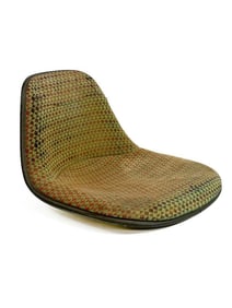 Eames Side Chair Green and Red Alexander Girard Diamond Fabric on Parchment La Fonda (shell only)