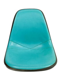 Eames Side Chair Robin’s Egg Blue Naugahyde on Gray Fiberglass (shell only)
