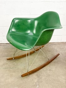 Eames Rocker Arm Chair Green Paint Over Parchment Fiberglass