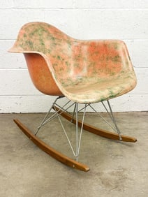 Eames Rocker Arm Chair Salmon Zenith 3 Dots Marked 3rd Generation w/ Paint Residue on Front