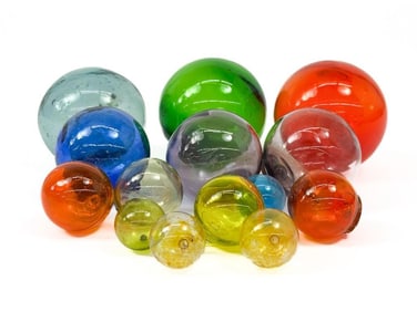 Group of 14 Vintage Glass Fishing Net Floats