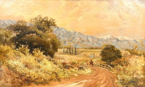 Edward James Dressler (1859-1907) Oil on Canvas, California,The Sierra Madre Range