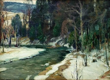 John F. Carlson (1875-1947) Oil on Masonite, Through Silent Groves