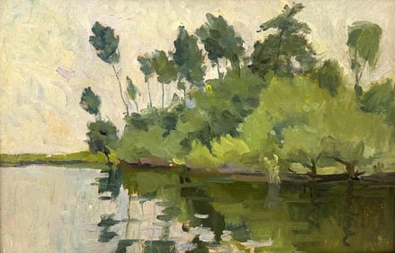 Aleksandr Ivanovich Krechetov (b. 1910) Oil on Board, Landscape, 1950