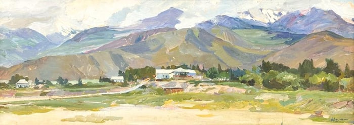 Vassili Andrejevich Nejasov (1926-1984) Oil on Masonite, Cholpon - Ata, 1965