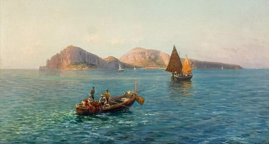 Bernardo Hay (1864-1931) Oil on Canvas, Capri Fishing Boat