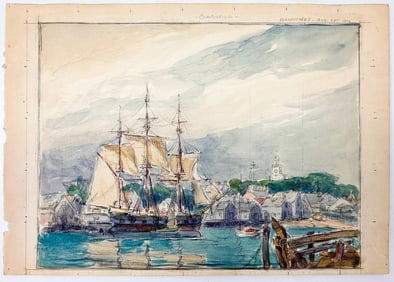 Reynolds Beal (1866/67-1951) Watercolor and Graphite on Paper, Nantucket, 1910