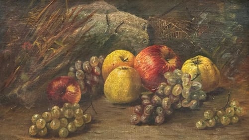 Artist Unknown, Oil on Canvas, Still Life with Fruit