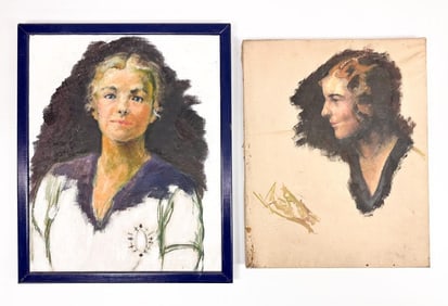 Lot of 2 Tom Webb (b. 1964) Oil Paintings on Canvas, Portraits of Women
