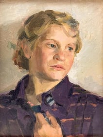 I.Z. Pushkarev, Oil on Canvas, Portrait of a Girl, 1957