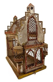 Antique 19th Century Tin Architectural Bird Cage