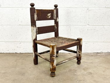 Vintage Wooden Children's Chair w/ Woven Jute Seat