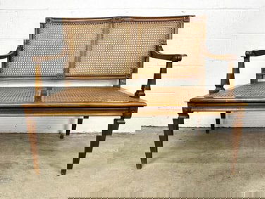 Antique Sheraton Style Caned Settee Bench