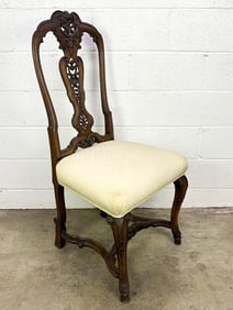 Antique Georgian Upholstered Chair w/ Carvings