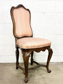 French Style Side Chair w/ Pink Striped Upholstery