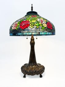 Reproduction Tiffany Style Metal and Resin Table Lamp