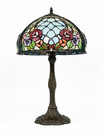 Reproduction Tiffany Style Metal and Resin Table Lamp