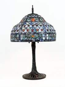 Reproduction Tiffany Style Metal and Resin Table Lamp