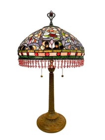 Reproduction Tiffany Style Metal and Resin Table Lamp