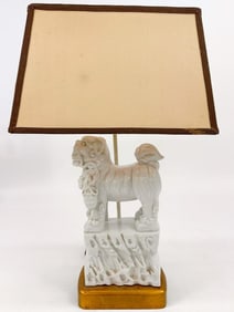 Vintage Chinoiserie Blanc De Chine Foo Dog Table Lamp