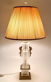 Vintage Glass and Brass Table Lamp