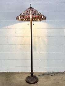 Reproduction Tiffany Style Metal and Resin Floor Lamp