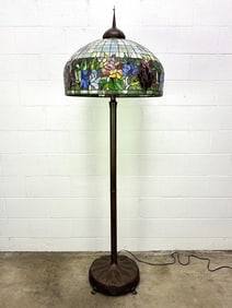 Tiffany Style Floor Lamp w/ Blue Glass Mosaic Shade
