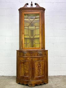 Antique George III Style Mahogany Corner Cabinet w/ Glass Display