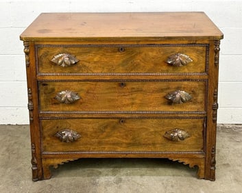 Antique Chest of Drawers Dresser with Carved Pulls