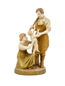 Royal Dux Czech Large Porcelain Figurine, The Family