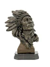 Carl Kauba (1865-1922) Bronze Sculpture, Native American Bust
